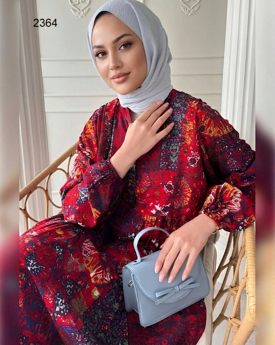 فستان منقوش بطابع عصري أنيق ✨