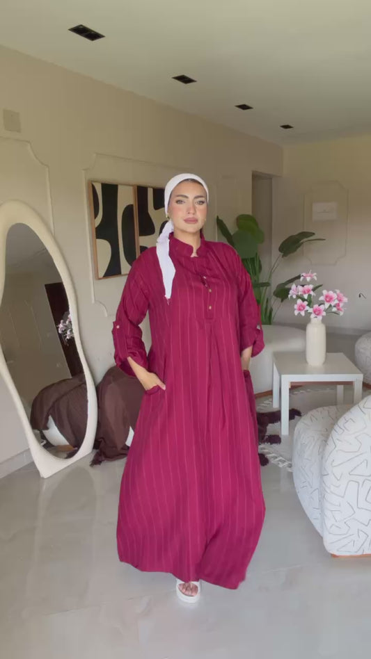 فستان طويل مقلم  بقصة صيفية مميزة