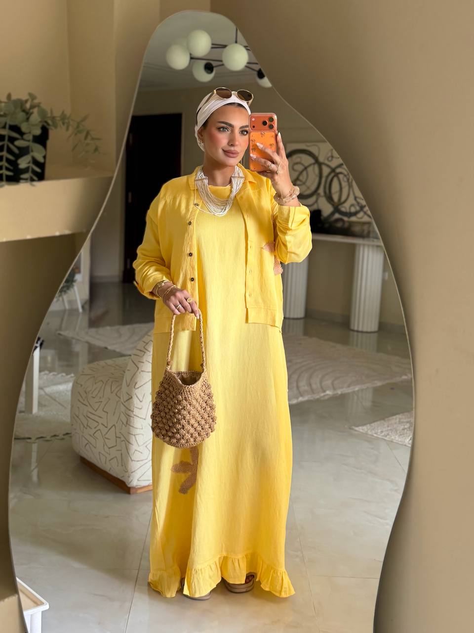 سوت مكونة من فستان بيزيك بسيط وبلوزة أنيقة مشغول Handmade