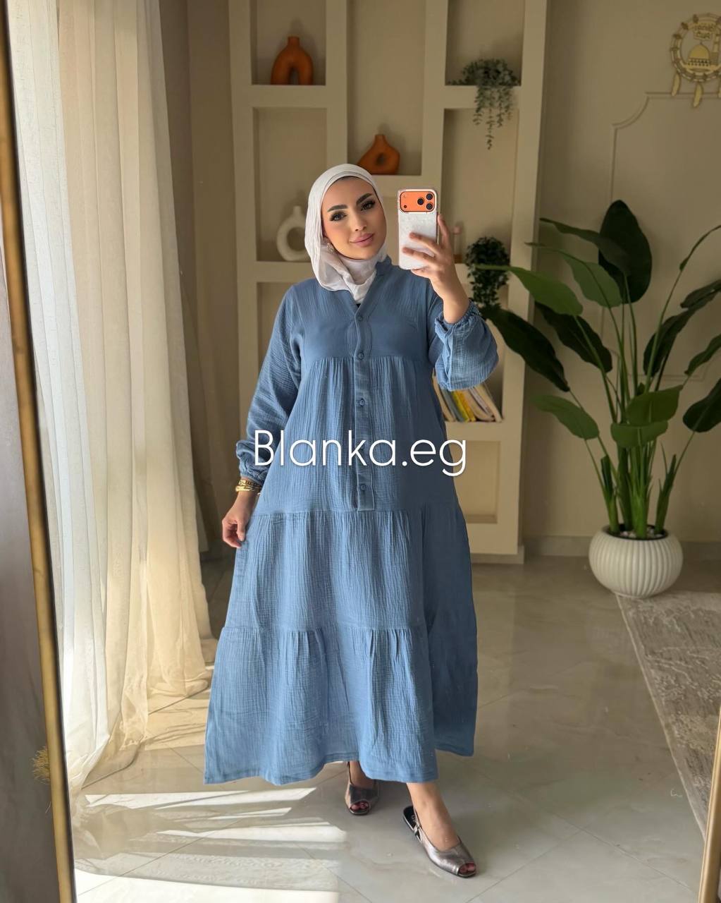 فستان ضبل قطن بزراير