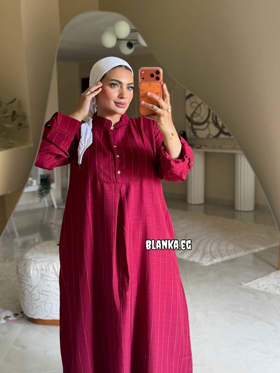 فستان طويل مقلم  بقصة صيفية مميزة