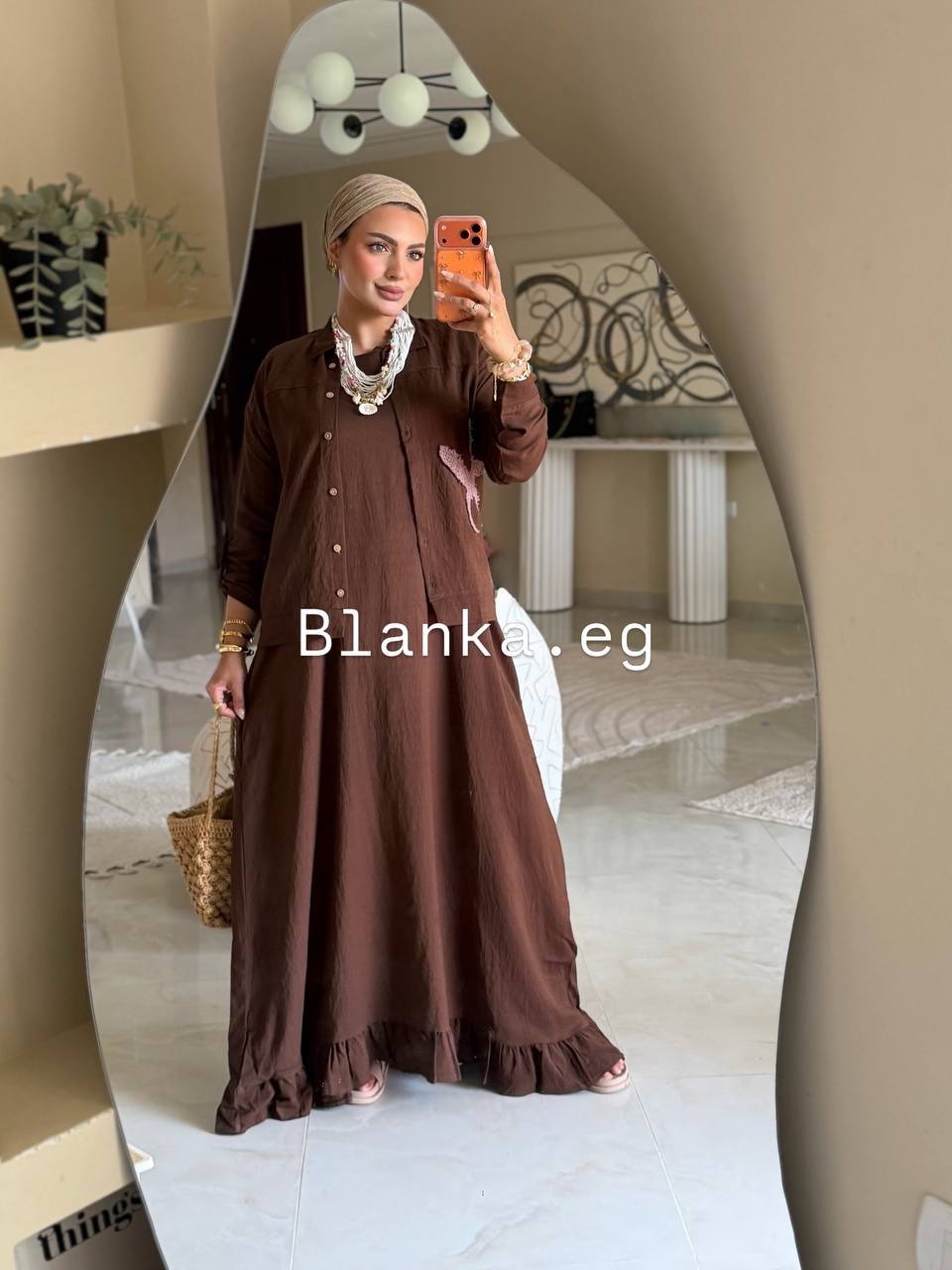 سوت مكونة من فستان بيزيك بسيط وبلوزة أنيقة مشغول Handmade