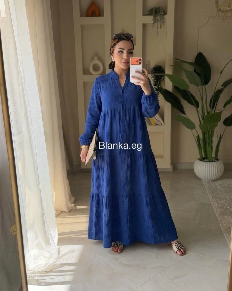 فستان ضبل قطن بزراير
