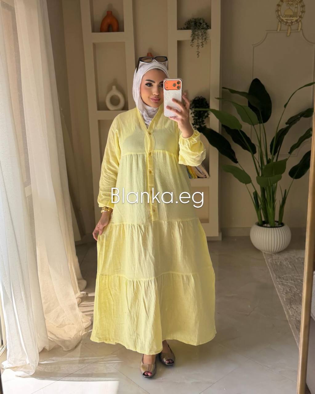 فستان ضبل قطن بزراير