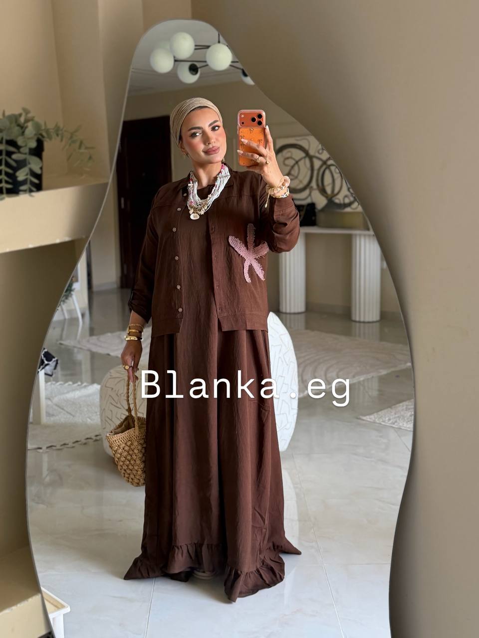 سوت مكونة من فستان بيزيك بسيط وبلوزة أنيقة مشغول Handmade