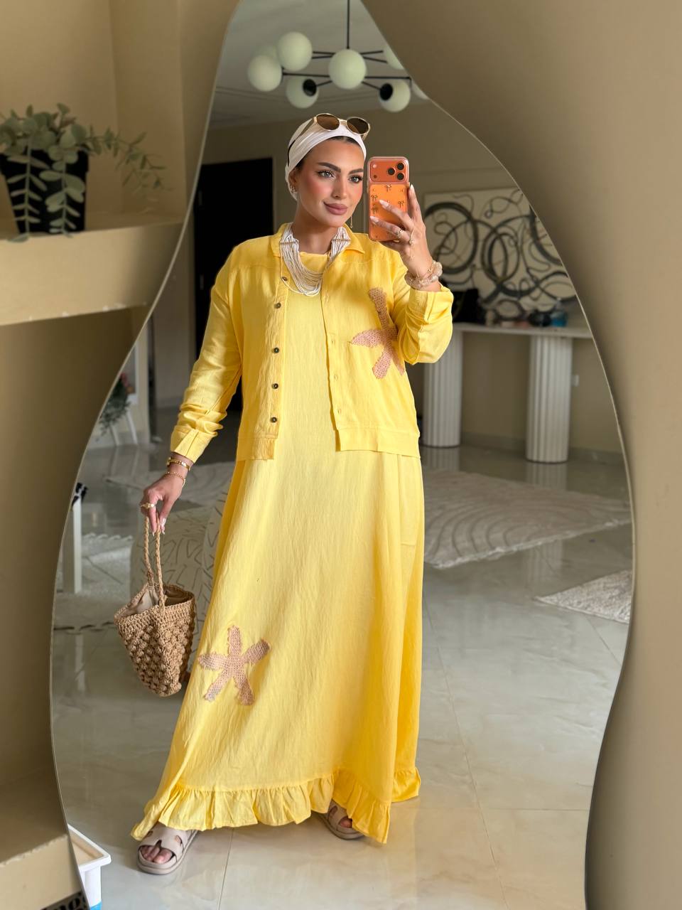 سوت مكونة من فستان بيزيك بسيط وبلوزة أنيقة مشغول Handmade
