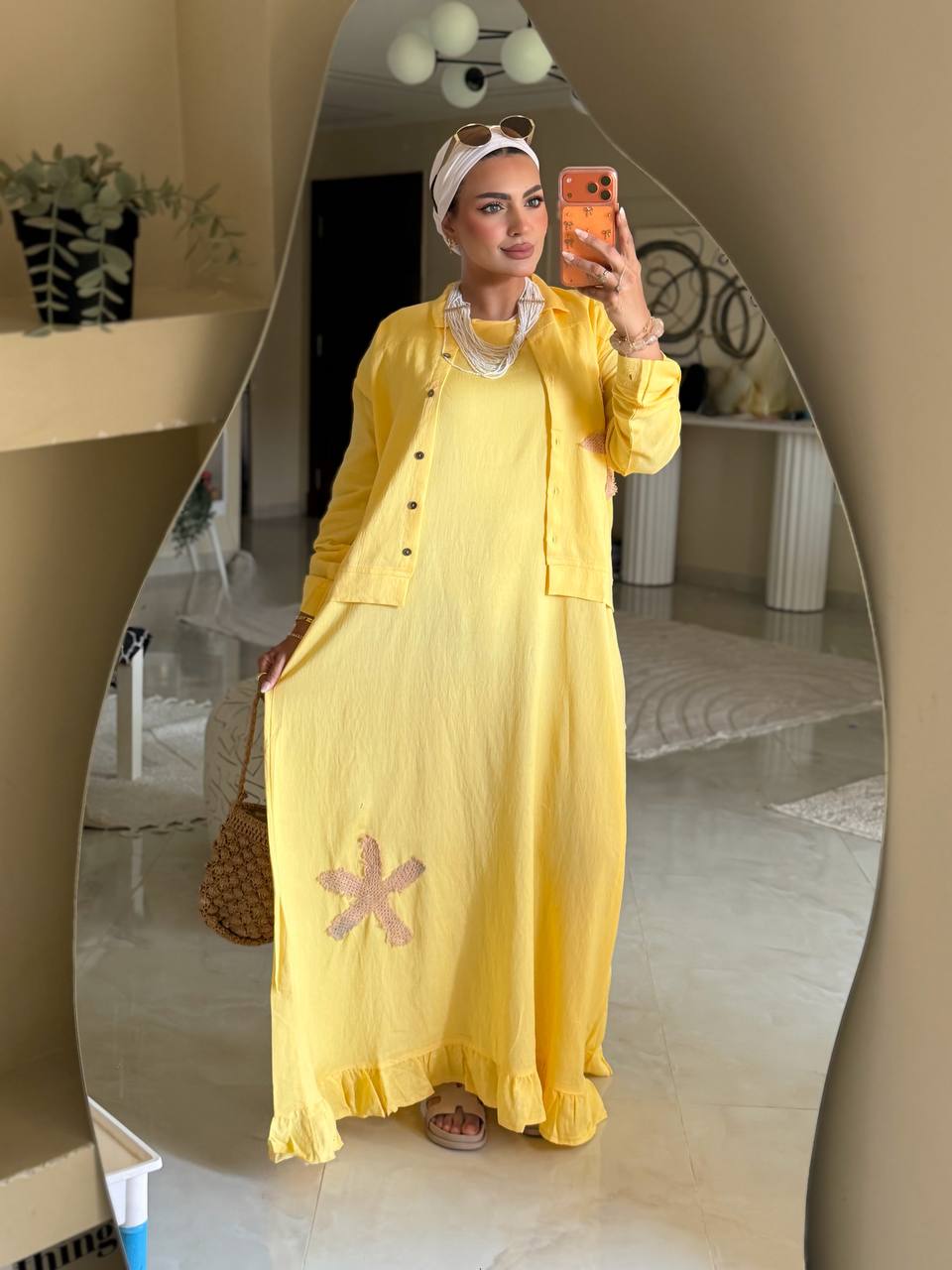 سوت مكونة من فستان بيزيك بسيط وبلوزة أنيقة مشغول Handmade