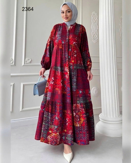 فستان منقوش بطابع عصري أنيق ✨