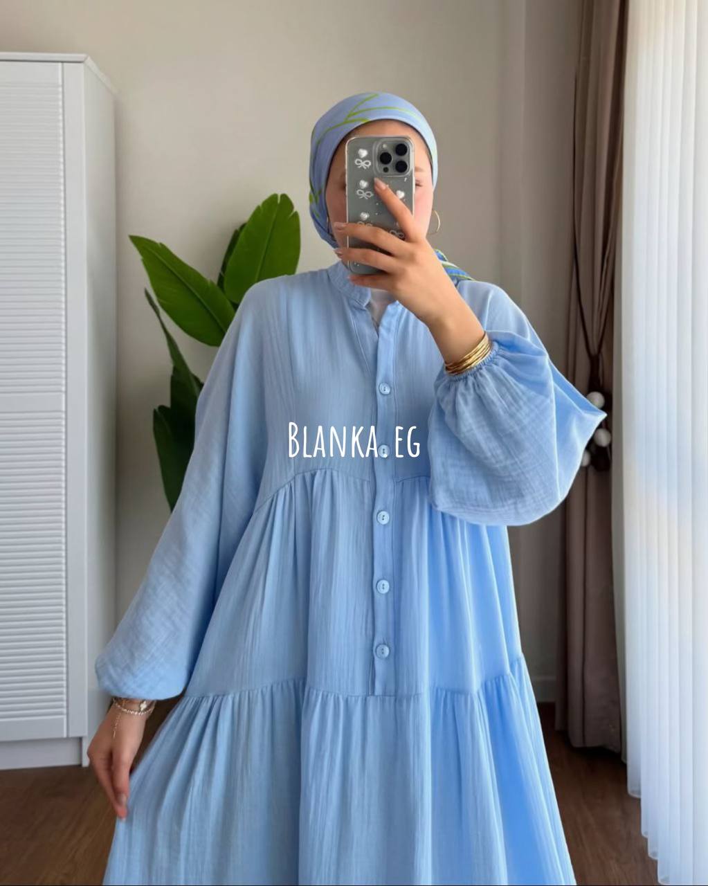 فستان ضبل قطن بزراير