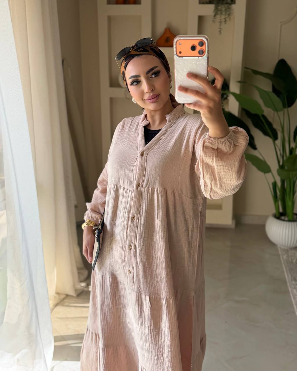 فستان ضبل قطن بزراير