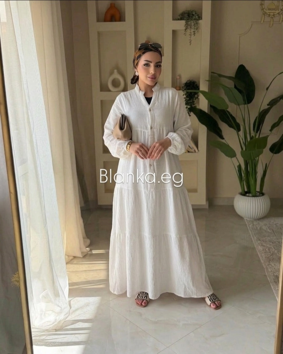 فستان ضبل قطن بزراير