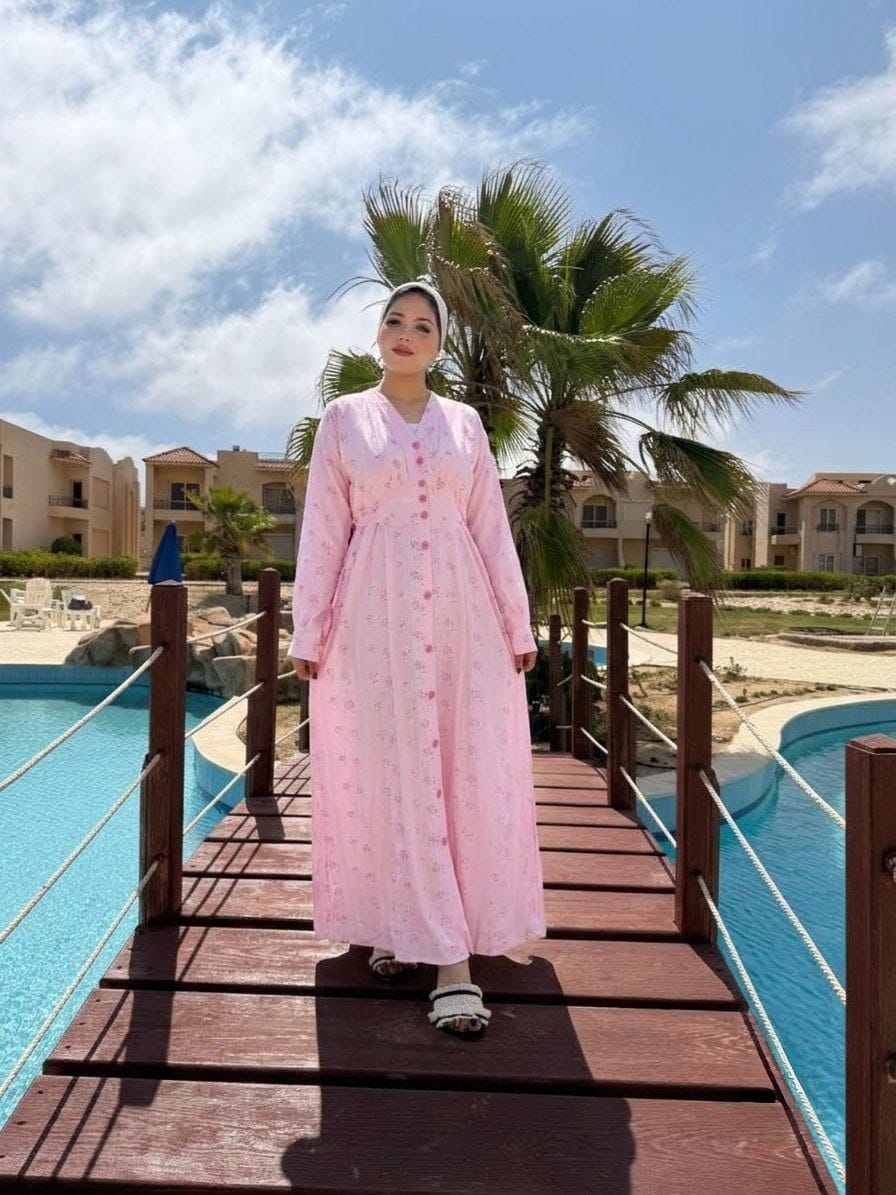 فستان كتان مشجر صيفي راقي