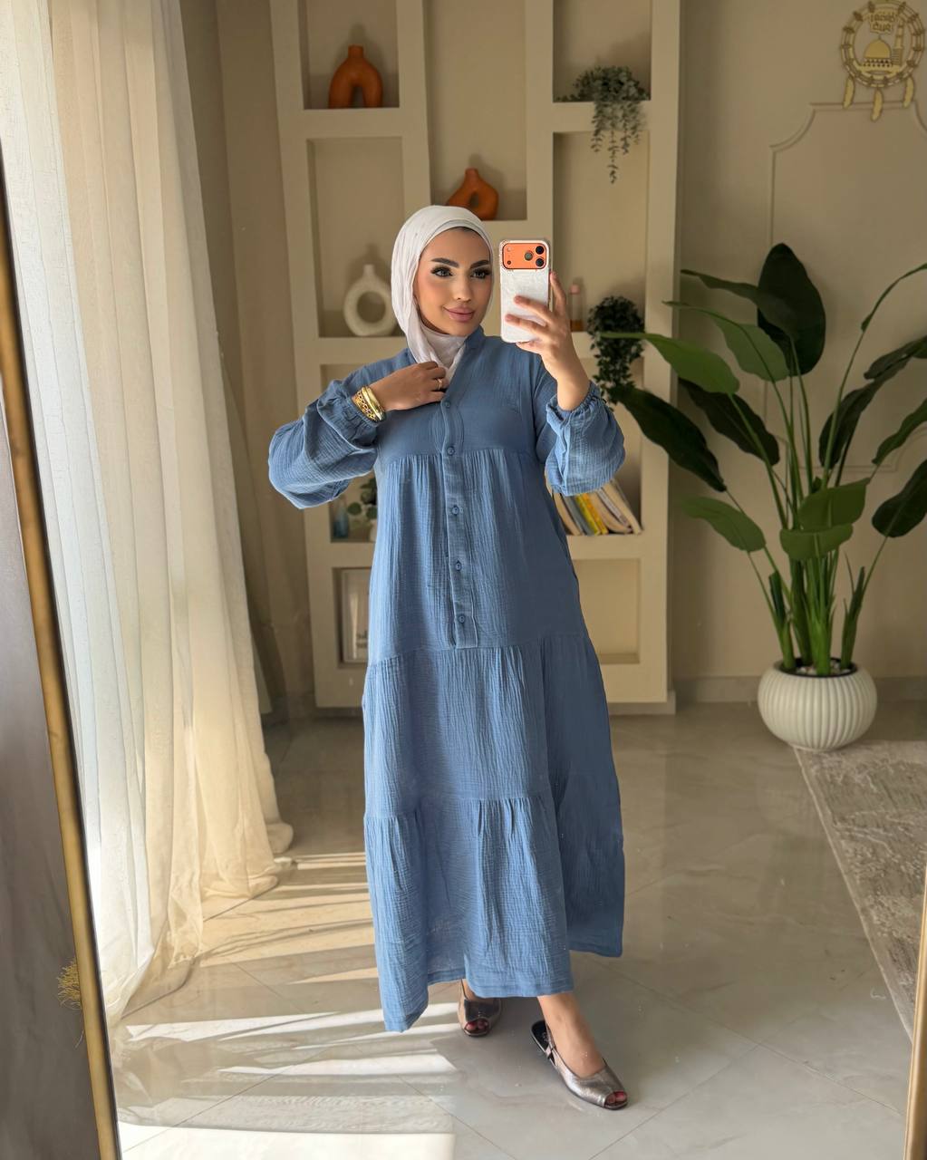 فستان ضبل قطن بزراير