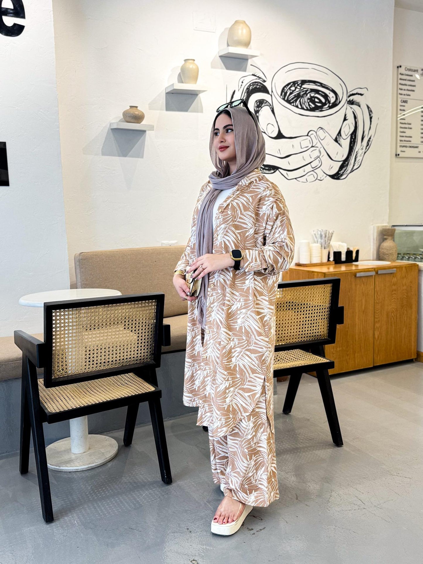 طقم سوت قطعتين مشجر