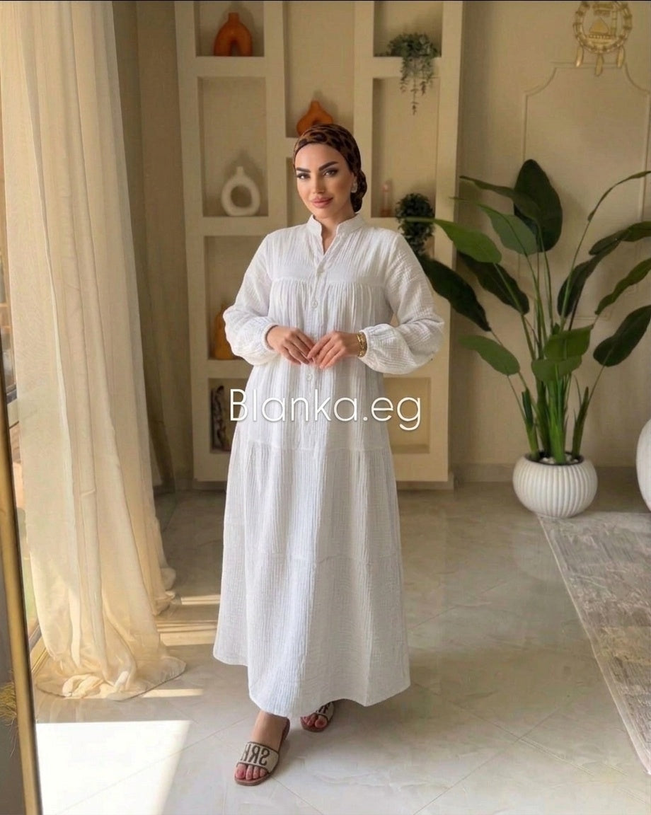فستان ضبل قطن بزراير