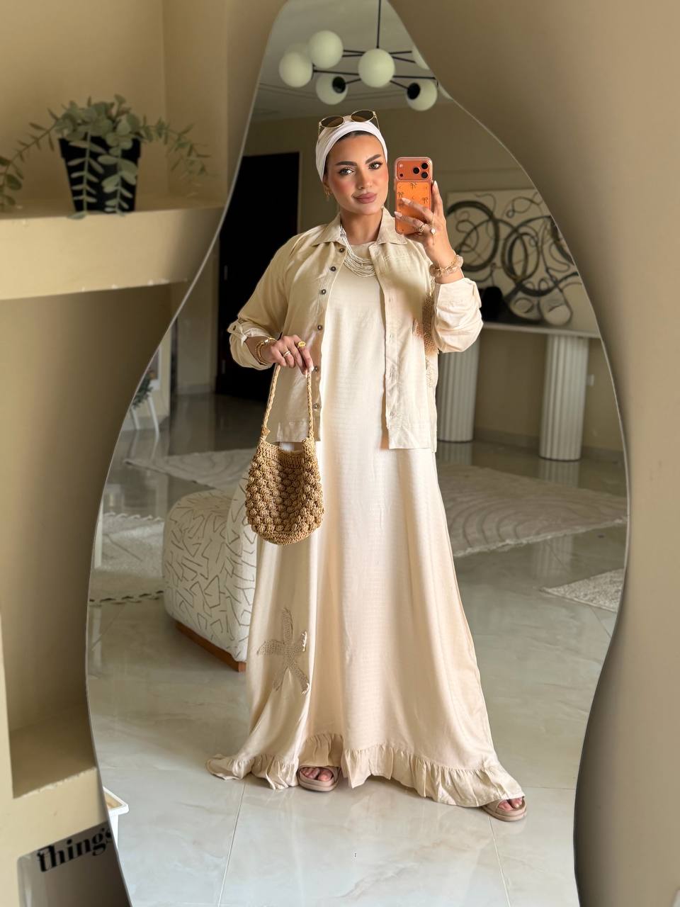 سوت مكونة من فستان بيزيك بسيط وبلوزة أنيقة مشغول Handmade