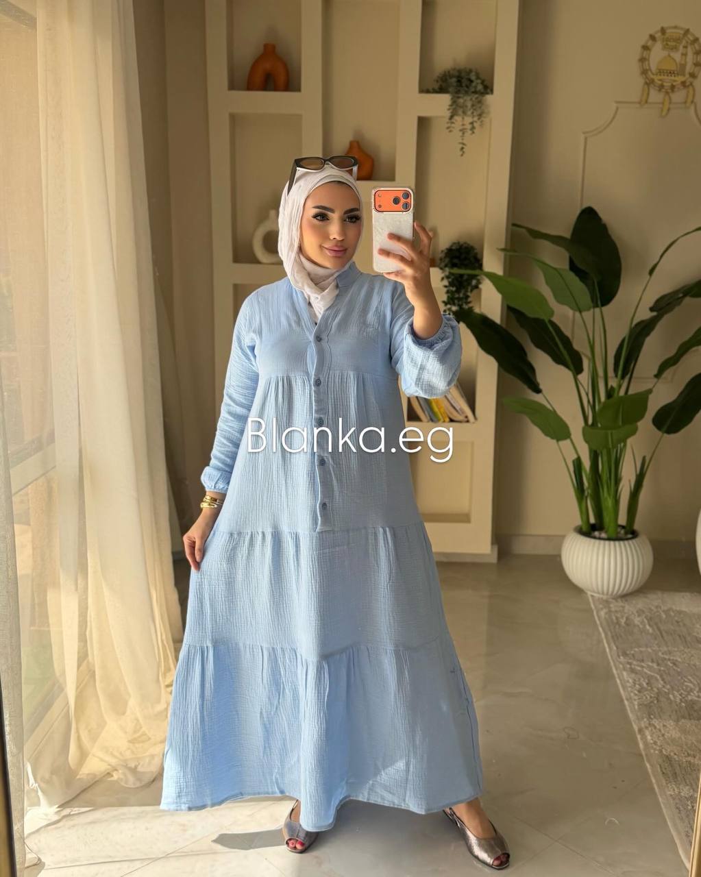 فستان ضبل قطن بزراير