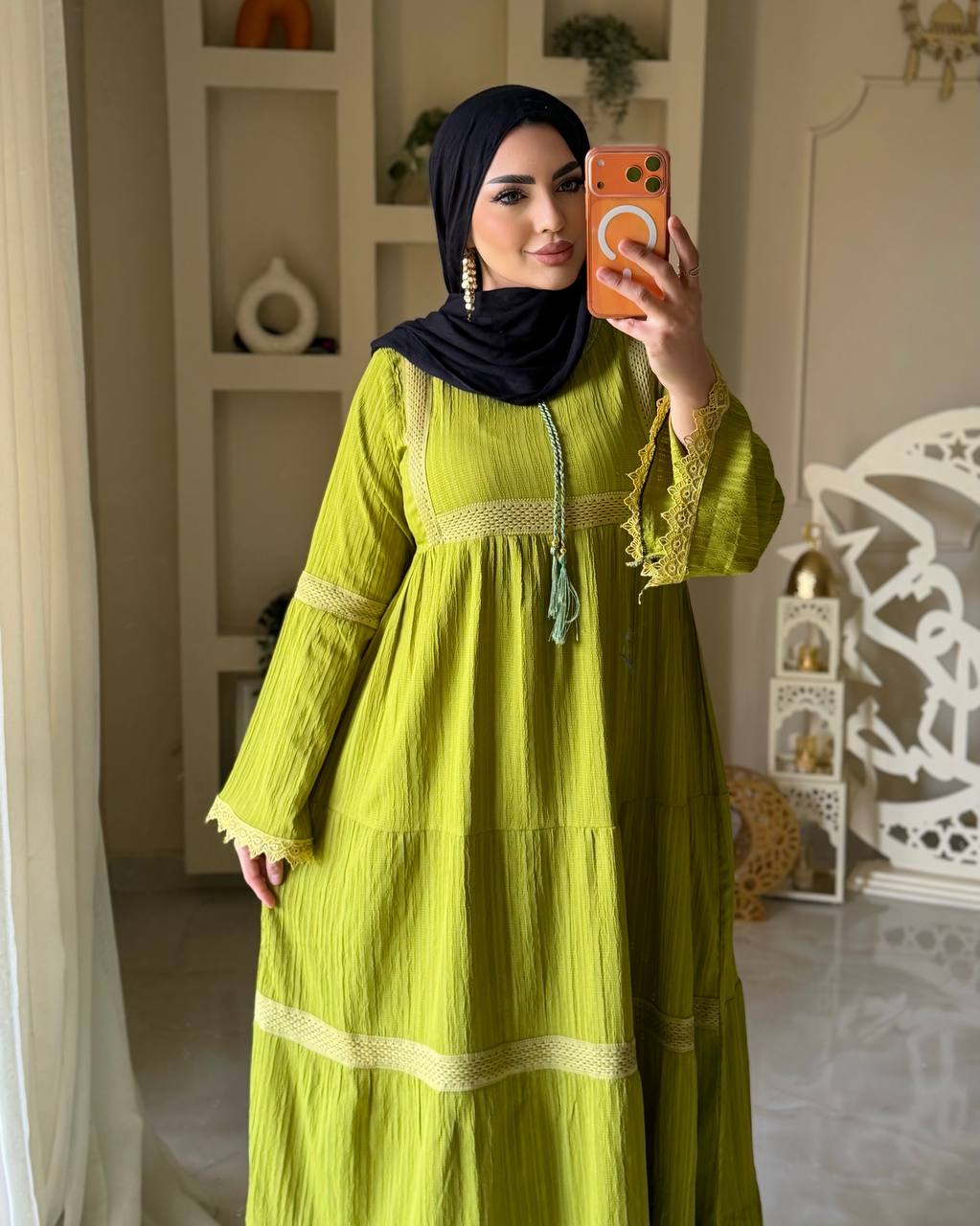 فستان فرسكا كتان بتصميم أنيق وعصري