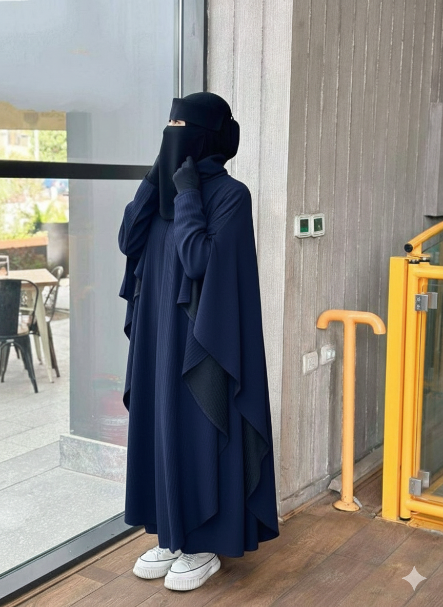 طقم قطعتين — بيزك كم طويل + بونشو : الخامه صوف تريكو شتوي