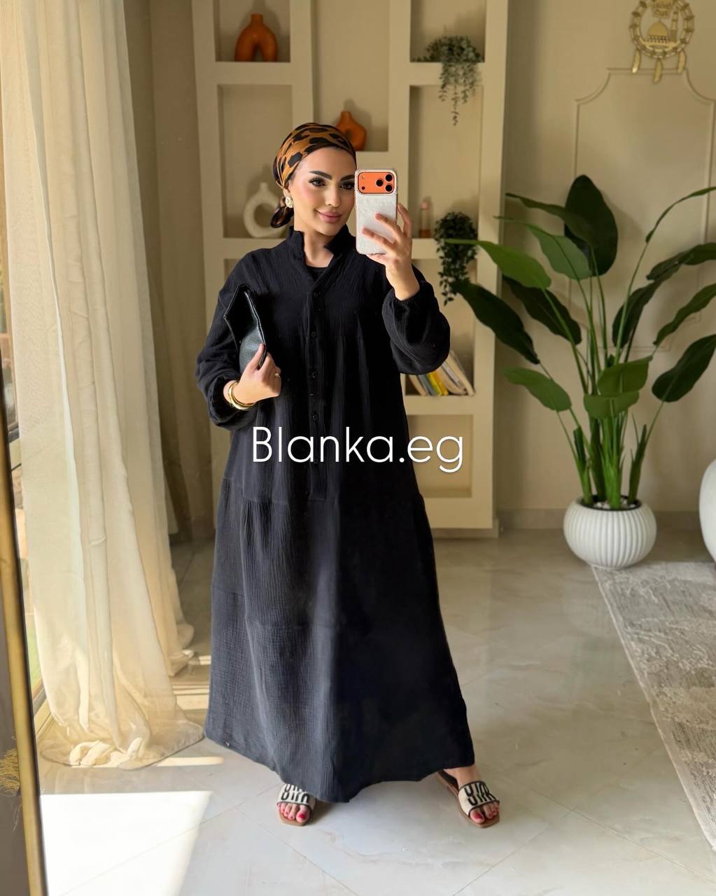 فستان ضبل قطن بزراير